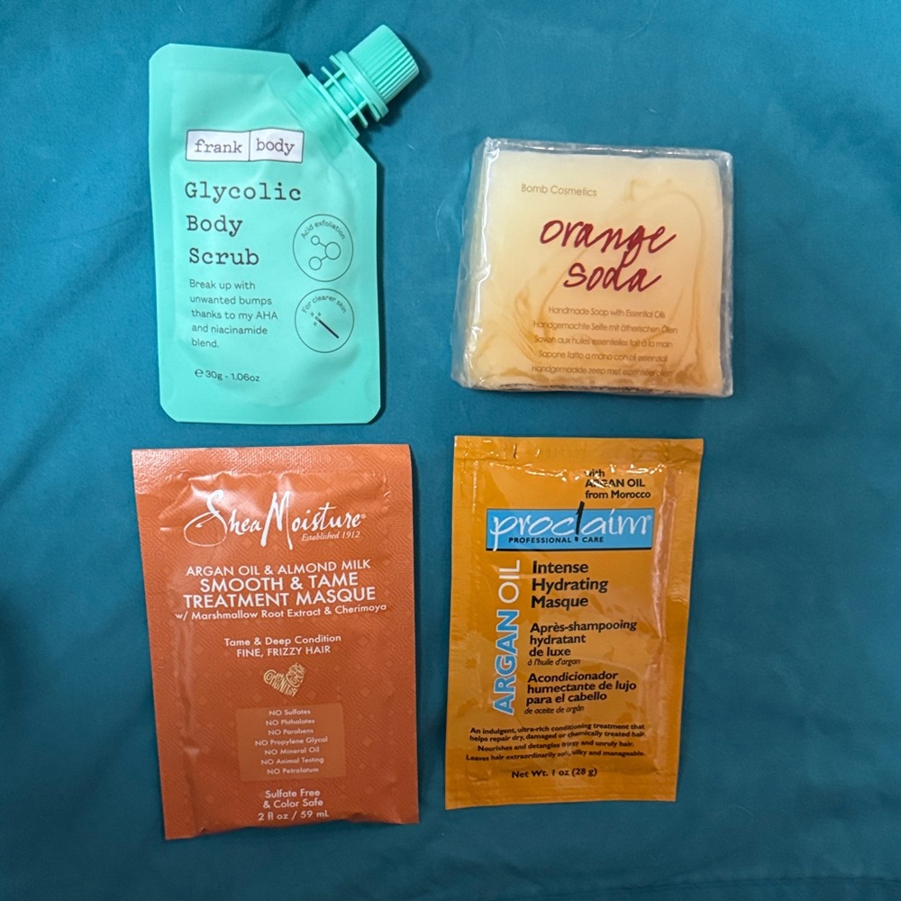 Body Care Set with Scrub, homemade soap, and Hair masks